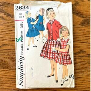 Vintage 1950s Simplicity 2634 Sewing Pattern Size 8 Jumper Top Dress COMPLETE
